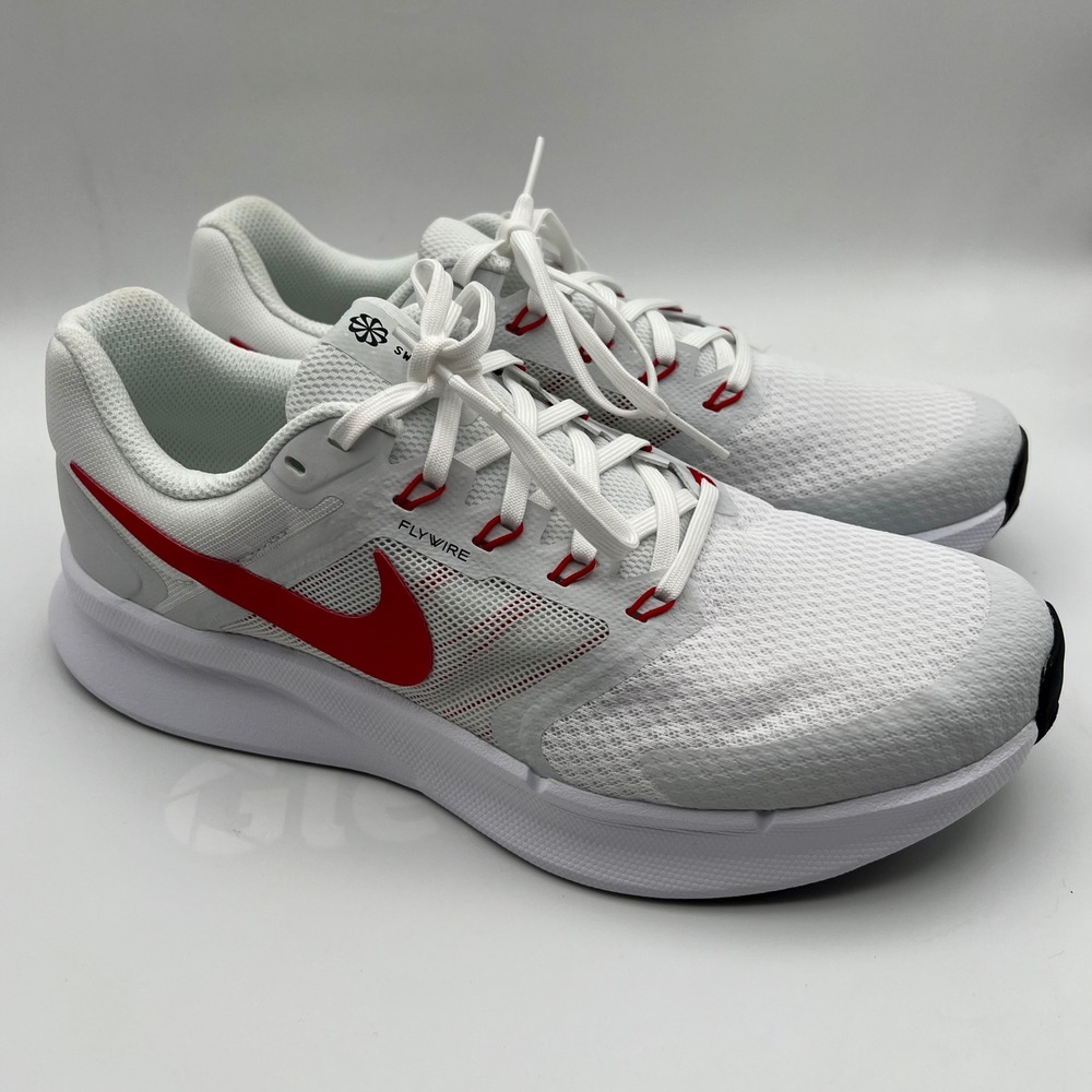 Nike Swift 3 Running Shoes Mens 9 White Red Mesh Flywire Low Top Sneakers